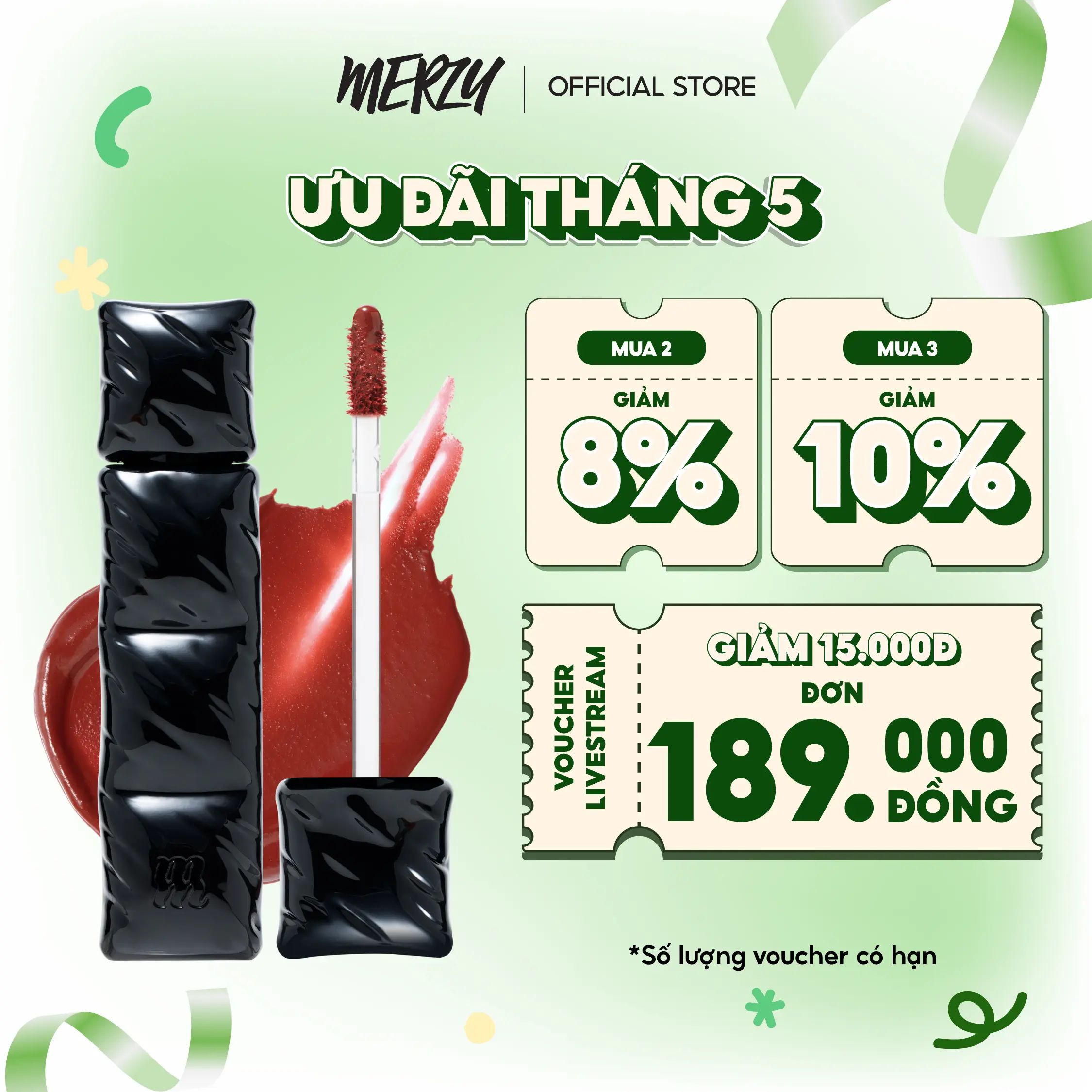 [V6 PUFFER] Son Kem Lì Trang Điểm Merzy The First Velvet Tint Cosmetic