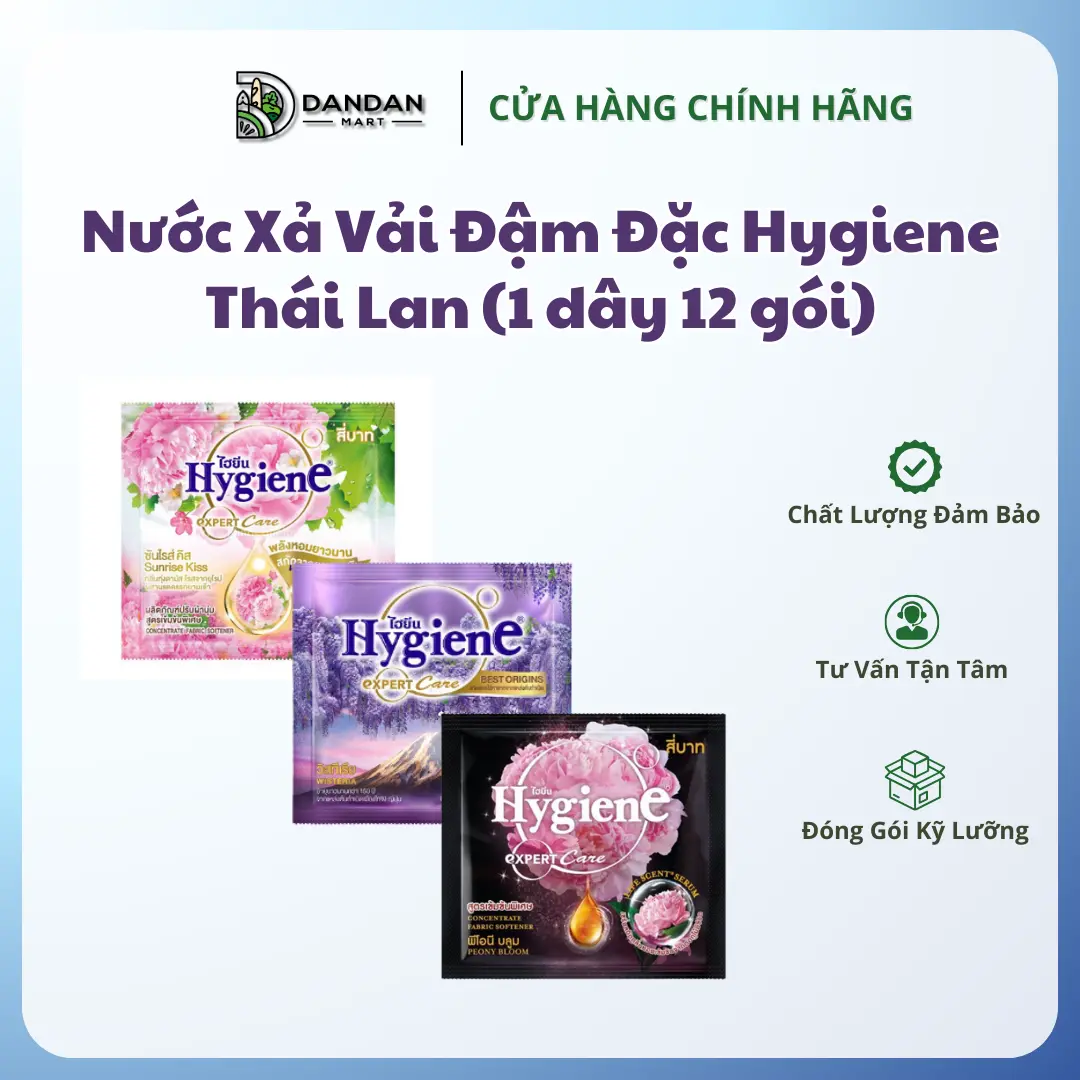 Nước Xả Vải Hygiene Thái Lan (1 dây 12 gói) - Hương Thơm Từ Thiên Nhiên
