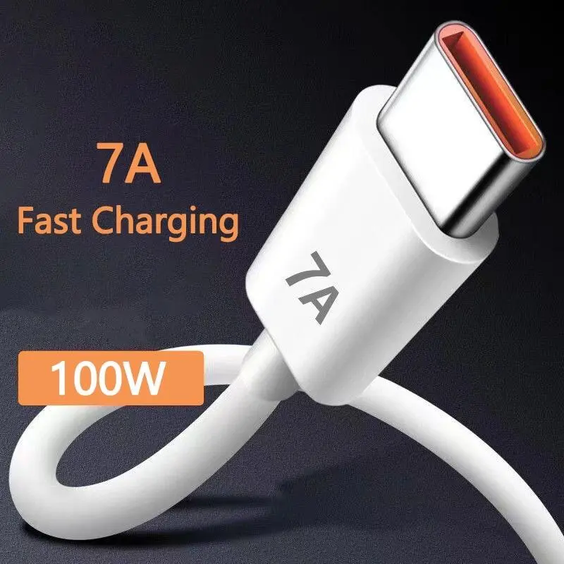 Kabel USB Jenis C, 7A, 100W, Pengecasan Pantas Ultra, Kabel Pengecas USB, Kabel Data, 30Cm Putih Phone