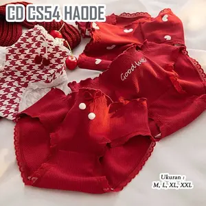 Promo 12 pcs CD Celana Dalam Wanita Haode CS54 CS53 Motif Lucu Red Wine