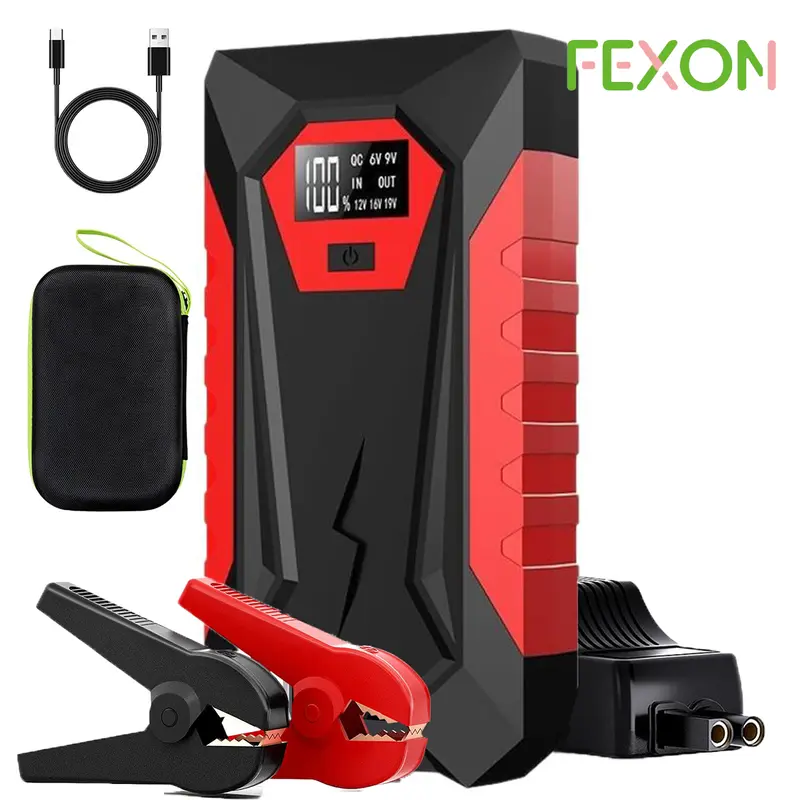 FEXON COD 10000A Baterai Mobil Jump Starter Untuk Semua Gas Atau Hingga 12L Diesel Jump Starter Mobil Bertenaga Dengan Dual USB Quick Charge Dan Output DC 12V Jump Pack dengan Lampu Terang LED Built-in 0