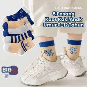 Zakka Store COD 5 Pasang Kaos Kaki Anak Laki Laki / Perempuan Bahan Cotton Umur 0-12 Tahun 0 1 2 3 4 5 6 7 8 9 12 11 tahun