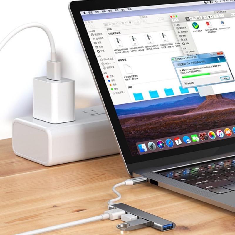 Usb hub adapter 3.0 quinton ultra thin Type c to usb A4 port aluminium silver for laptop,mobile phone,& macbook 5