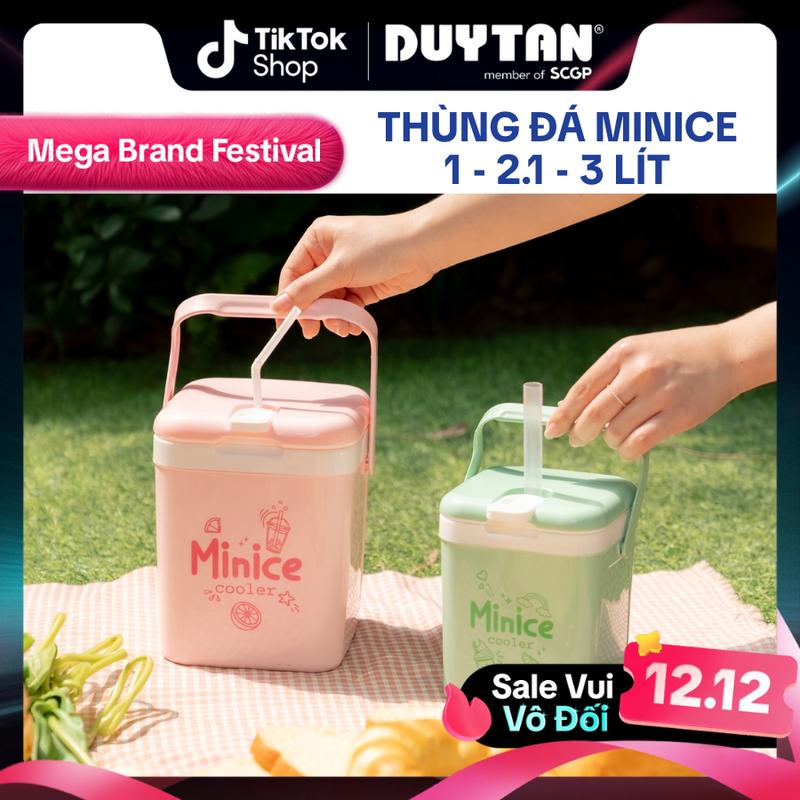 Thùng đá Minice 1L 2.1L 3L DUY TÂN nhựa PP PU giữ nhiệt bình đá mini bình giữ nhiệt có quai xách đựng nước giải khát phít nước đá giữ nhiệt bình đựng trà sữa 2 lít