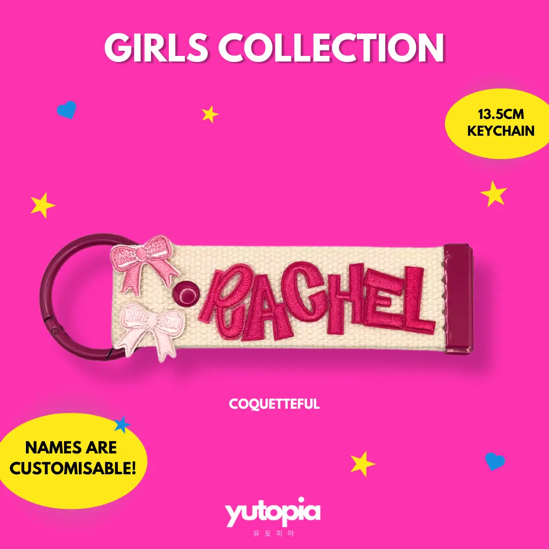 [Yutopia - Girls Collection: COQUETTEFUL 13.5cm] + [Custom DIY Iron-On] + [Personalized Gifts, Accessories, Keychains] + [Embroidery Patch Cute Keychain] + [Easy to use, multi-color options, Customisable, Unique, Aesthetic, Trendy, Cute, Durable]