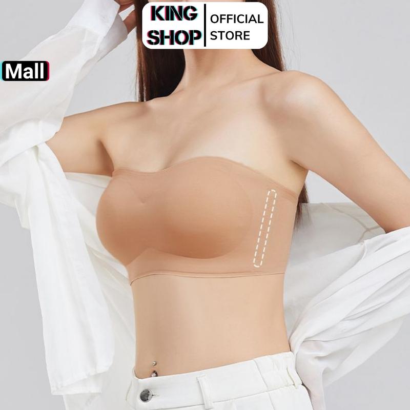  Áo Ngực Không Dây Viền Silicon Chống Tụt Tệp Da Chống Lộ Màu Áo Lót Quây Không Dây Mặc Hở Vai Mút Vừa Êm Ái Không Dây Ôm V1 KING SHOP A2382 