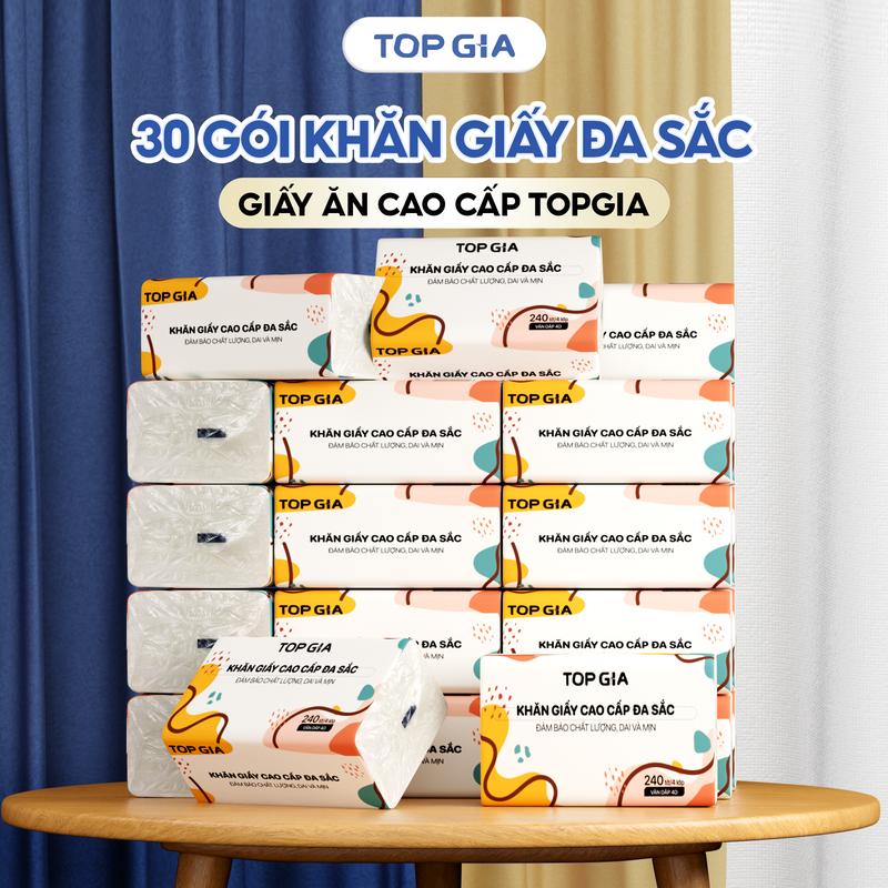 [LIVE SALE] Combo 30 Gói Giấy Ăn Đa Sắc TopGia, Giấy Ăn Dập Vân 4D, 4 Lớp Giấy Vệ Sinh (VH1)