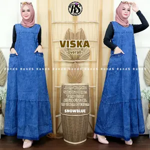Overall Jeans Rok Snow Premium Baju Kodok Jumpsuit Polos Outfit Wanita Denim Panjang Muslim Dress