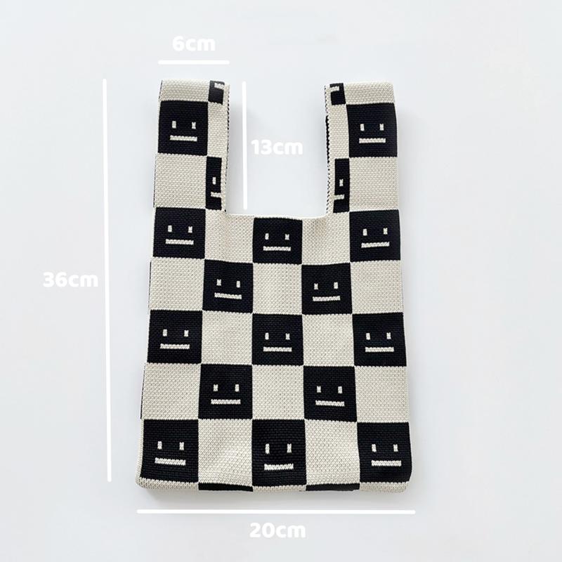 Product Introduction of Knit knot bag korea premium Tote bag rajut kekinian motif garis hitam Tas wanita mini fashion Totebag kecil cantik Top handle bag trend Thailand import termurah 7