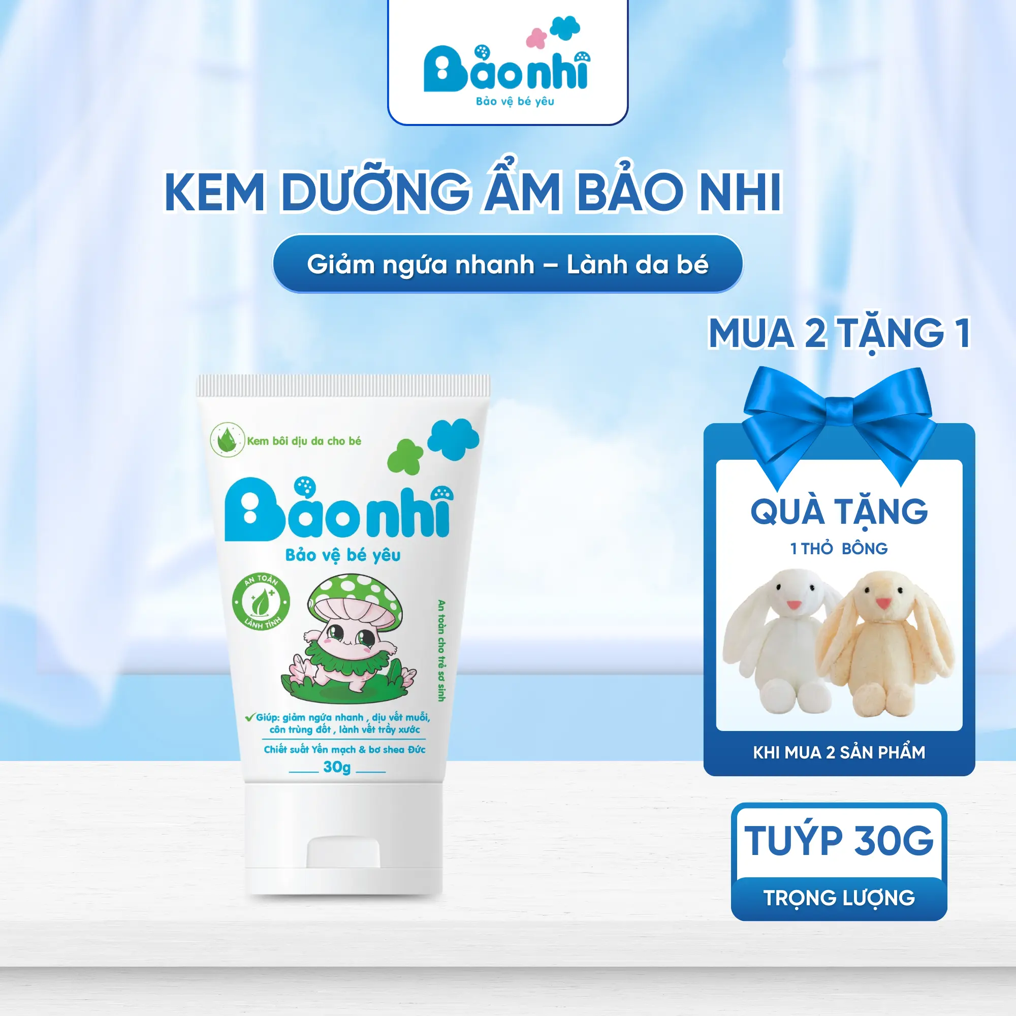 Kem Dưỡng Ẩm Cho Trẻ Sơ Sinh & Trẻ Nhỏ Bảo Nhi Làm Dịu Da Giảm Mẩn Đỏ Ngứa Do Côn Trùng Cắn Ngừa Khô Da 30g
