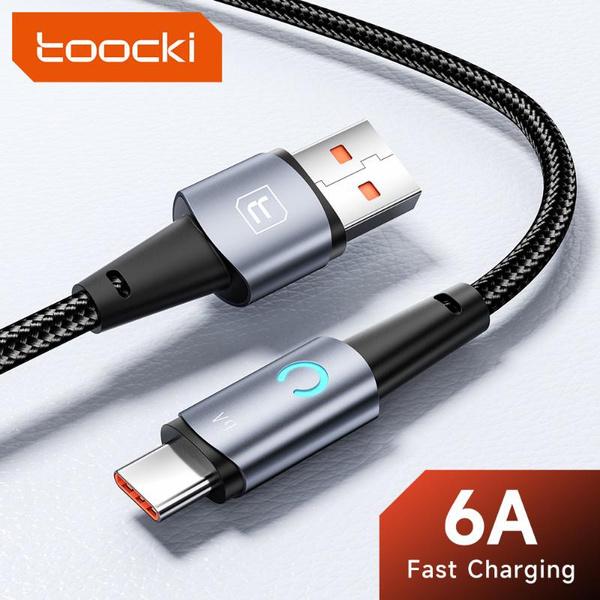 Cáp USB Loại C Toocki 6A Bộ sạc sạc nhanh 100W Dây dữ liệu USB C Cáp TypeC Tương thích với Xiaomi POCO F4 Samsung Huawei Realme OPPO