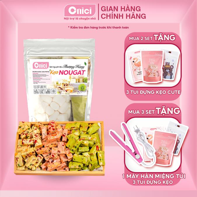  Set Nguyên Liệu Làm Kẹo Nougat THƯỢNG HẠNG  set 60 viên 3 vị  Bếp Của Mẹ ONICI - kèm công thức nấu & Quà Tặng 