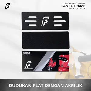 Half Set Frameles Plat Dudukan Motor Clean Look Motorcycle dengan Hook & Loop, Kapi Pelepas, dan Alkohol Swab Pembersih
