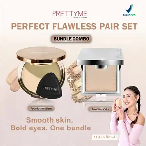[PROMO SET!!] PRETTYME Bundling Foundition Balm + Two Way Cake Setting Powder Matte Finish Oil Cintrol And Stay 24 Hours Foundation