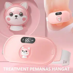 Penghangat Perut Haid Elektrik Sabuk Pijat Pemanas Perut Portable 3 Mode Suhu 45-65°C Alat Pereda Nyeri Haid Kompres Hangat Desain Kartun/ Menstrual Pad Portable Elektrik