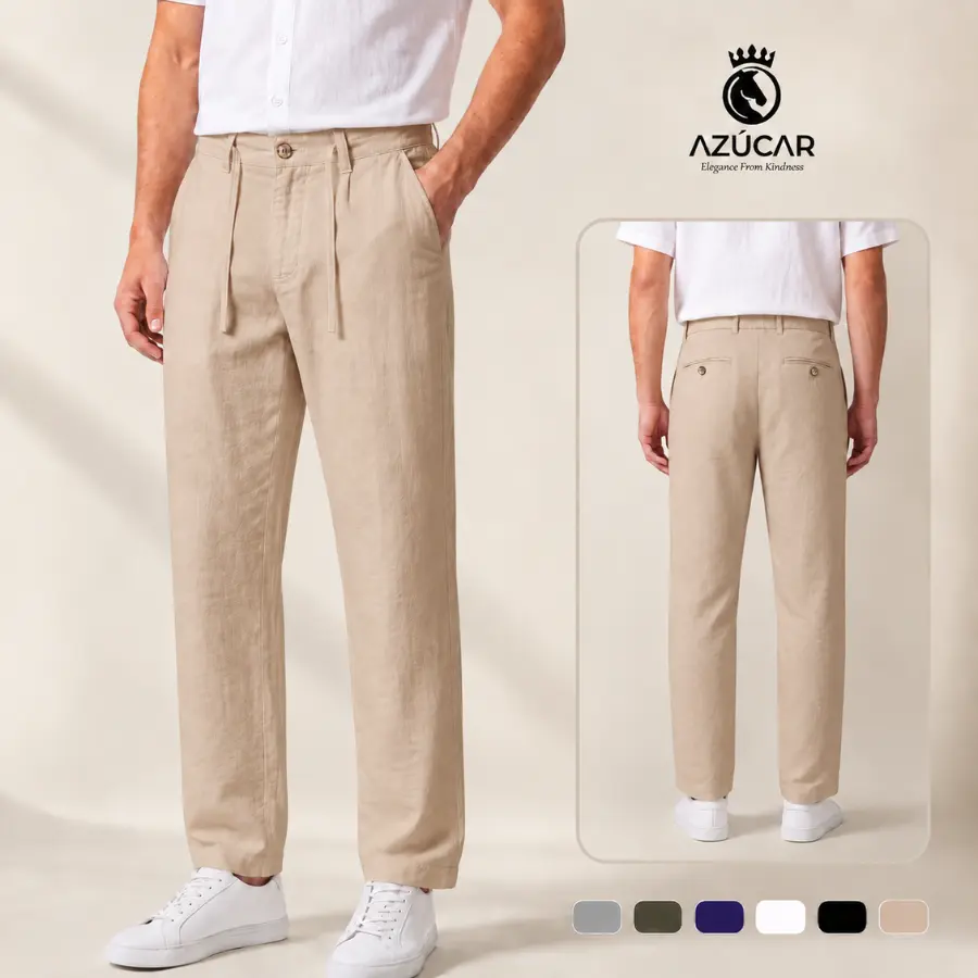 Quần Đũi Nam Dây Rút AZÚCAR Cao Cấp, Vải Đũi Xước Siêu Mát, Form Ống Suông, Thoải Mái Dễ Phối Đồ
