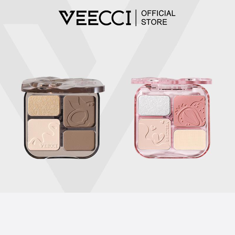 VEECCI Bảng tạo khối 4 màu 8g + Phấn má hồng Highlighter 4 trong1 9g