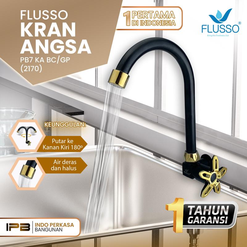 FLUSSO Kran Leher Angsa Drat Tembok 1/2 Inch Keran Air Cuci Piring Kualitas Premium | 2215 7