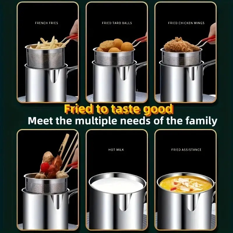 OBSIO Panci Deep Fryer Penggorengan Kentang Perebus Mie Saringan Filter Minyak 1.2L Multifungsi Kitchenware 1
