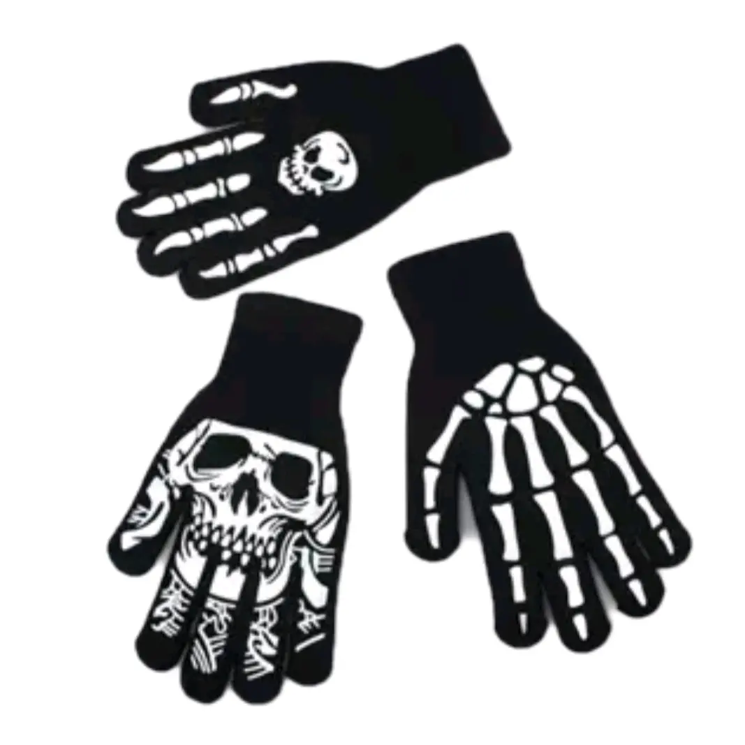 SARUNG TANGAN ANAK BAHAN RAJUT MOTIF SABLON TENGKORAK RANDOM,KAOS TANGAN RAJUT SKULL MOTIF RANDOM basis stm