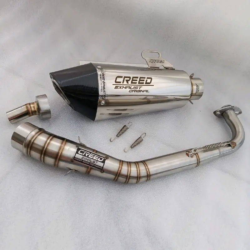 100% CREED EXHAUST ORIGINAL SUARA NGEBASS COCOK UNTUK MOTOR, n max old/new,aerox old/new,pcx150/160,adv150/160,vario160,mio j/m3/sporty/smaile/gt,vario125/150 led/new,vario125 bohlam/techno,vario110 fi,vario 110karbu,beat karbu/fi lama/street/deluxe, dll 4