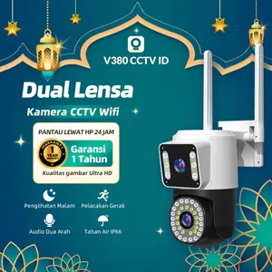 Garansi 1 Tahun V380 Kamera CCTV V2-WiFi/Pakai Kartu SIM 4G Dual Lensa Anti Air HD 6MP Penglihatan Malam Audio Dua Arah Pelacakan Gerak 2.4G WiFi Kabel Bluetooth
