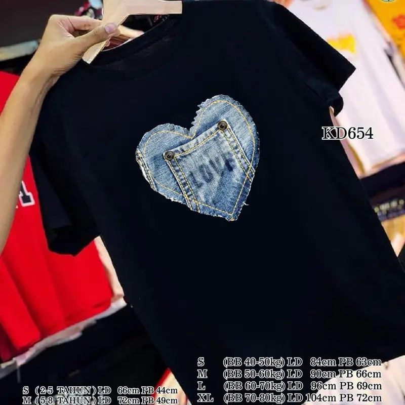 DDS KD654 Atasan Wanita Lengan Pendek Kaos Katun Kaos Unisex Kaos Oversize Kaos Couple Family Seragam Keluarga Kaos Love Jeans 1