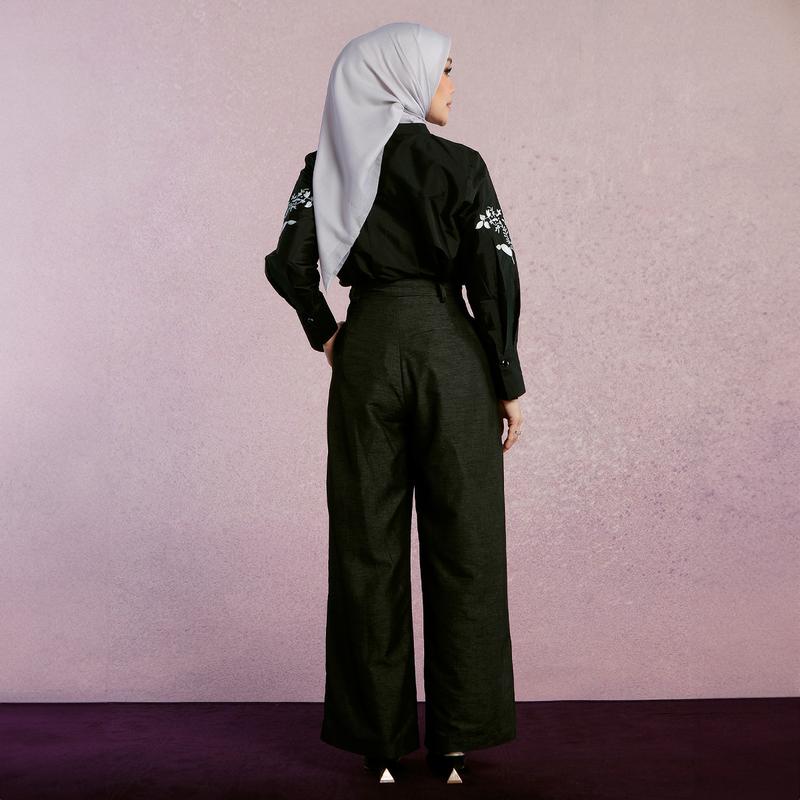 HijabChic x Tiqasya Kate Pants - Celana Kulot Lebaran Simple Premium Polos Pinggang Karet 3
