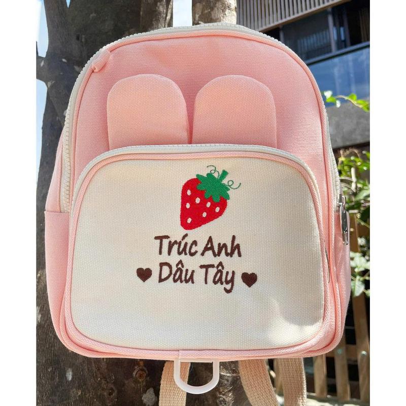 Balo Tai Thỏ Thêu Tên Cho Bé Mầm Non, Balo Đi Học Phong Cách Hàn Quốc, Túi Đi Học Mẫu Giáo