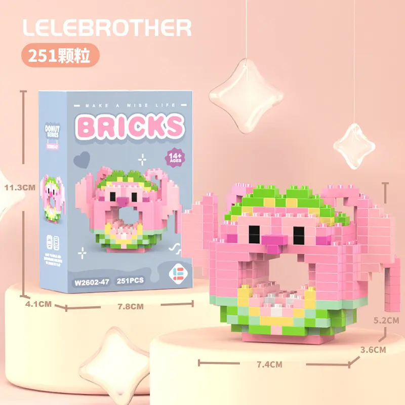 LELE Blok Banan Blcok Banan Kecil DonatSeri Brick Banan Hewan Kecil Anak-anak 8