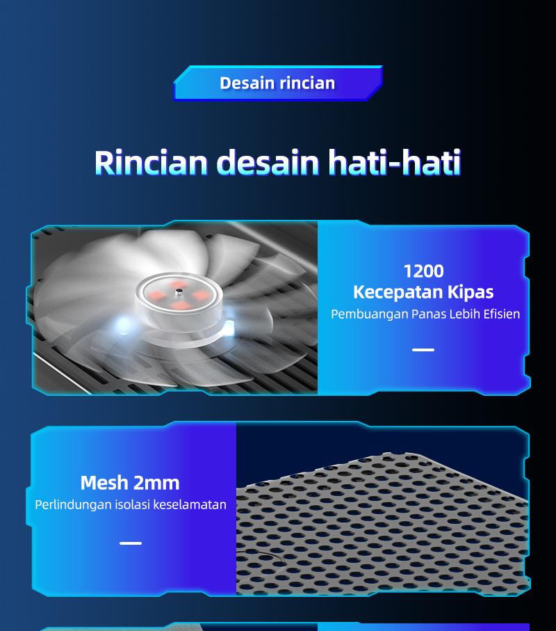 YLV Cooling Pad RGB Light Laptop Kipas Laptop Cooling Pad  Pendingin Laptop Silent - M19 For Gaming Laptops Computer 10-14 Inci.