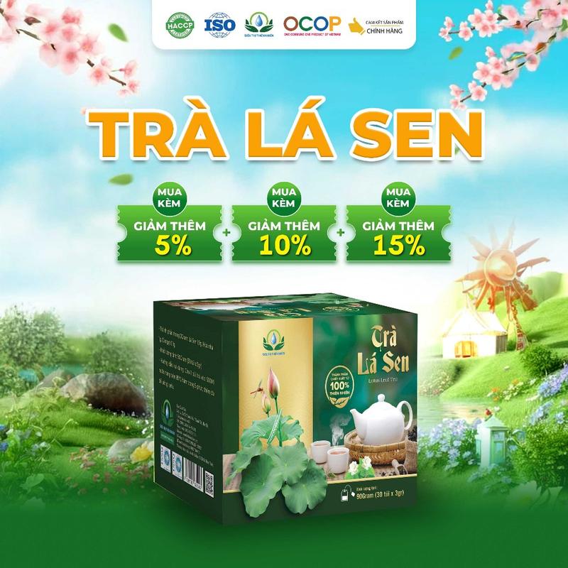 Trà Lá Sen Cỏ Ngọt Thanh Mát Cho Ngày Mới Thư Thái Hộp 30 Túi Lọc 90gram