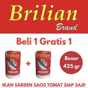 Brilian Brand Beli 1 Gratis 1 Sarden Brilian 425gr Rasa Saus Tomat Exp 2029 Ikan Sarden Saos Tomat Siap Saji Food