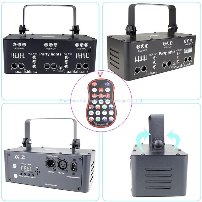 Product Introduction of 21 Lens DJ Disco Beam Patterns Stage Laser Light Projector RGB UV LED Strobe Party Holiday Dance Wedding Lamp H3 43