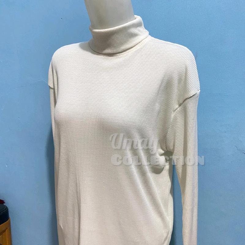 Baju Atasan Kaos Polos Wanita Lengan Panjang Turtelneck Bahan Rib Premium Kerah Tinggi ala Korean Style 6