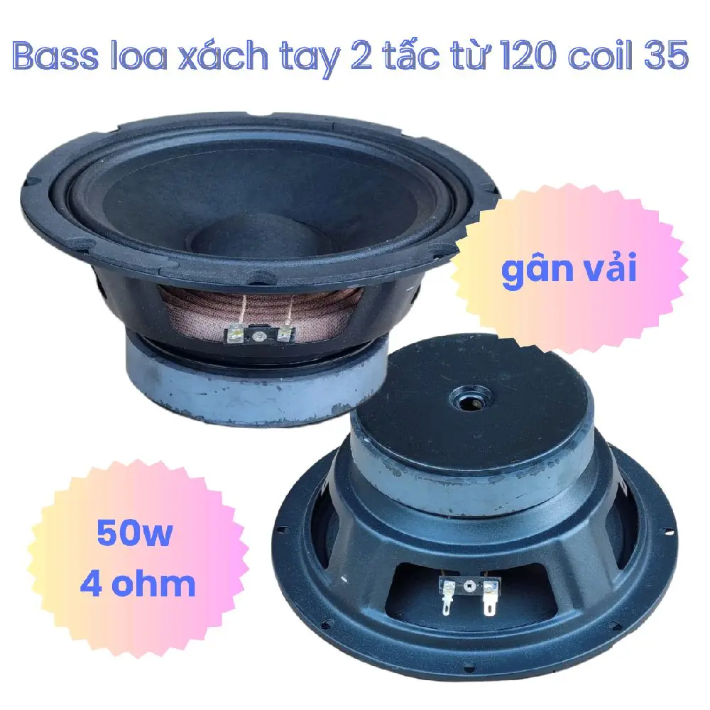 Loa Bass 20 từ 120 coil 35 công suất 100 W, trở kháng 4 Ohm sườn sắt dùng cho các dòng loa xách tay [giá 1 cái] Phụ Kiện Nghe Nhạc