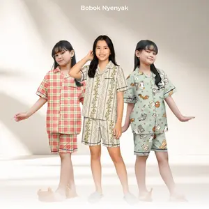 Baju Tidur / Piyama Anak Perempuan Usia 7 - 12 Tahun Celana Pendek