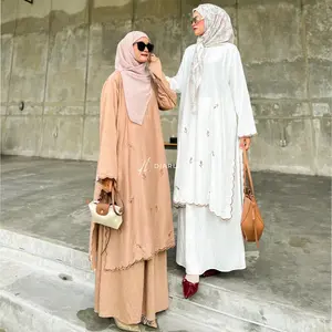 Jelita Set Rok Tunik Embroidery Abaya Malay Kurung Polo Linen Busui Friendly by Diarletta