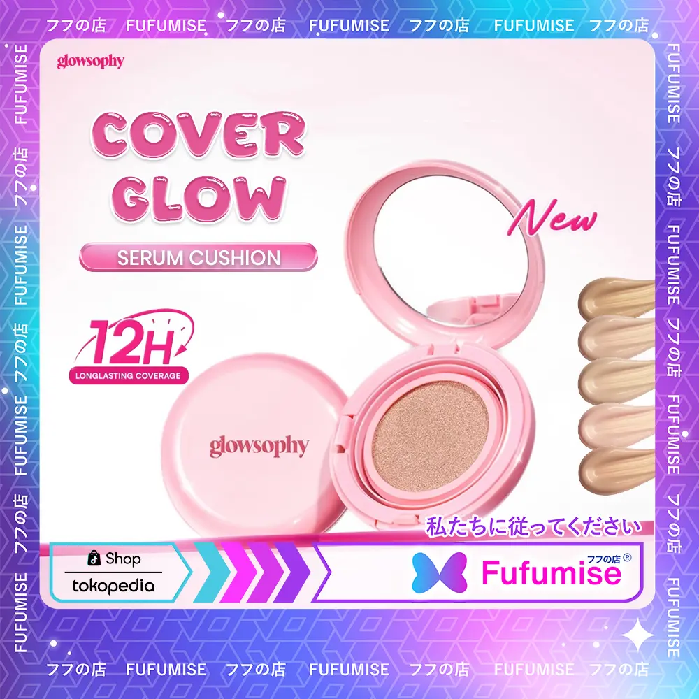 GLOWSOPHY Cover Glow Serum Cushion Long Lasting All Day | Healthy Glow Finish Cushion Ringan | glowsopy