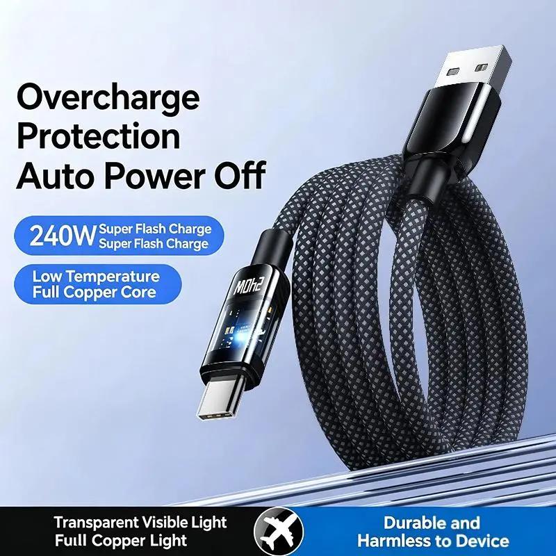 240W Loại C USB sạc cáp 1m 2M nhanh chóng cung cấp điện dây dữ liệu cho điện thoại di động hiệu quả chuyển