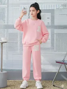 Setelan Anak Perempuan Trendy Bahan Fleece Lembut Usia 3 -15 Tahun dengan Desain 'GOOD THINGS ARE COMING'