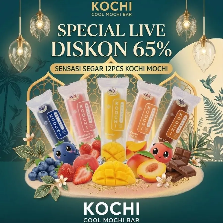 Special Live 12PCS Koochi 33Gr COOL MOCHI BAR STIK / Blueberry / Strawberry / Persik / Mangga Coklat / Murah Meriah