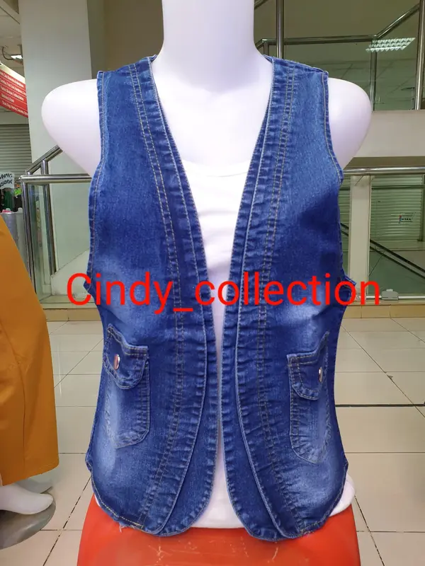 ROMPI JEANS WANITA KANTONG DUA ROMPI LEPIS ROMPI WANITA JUMBO ROMPI CEWEK VEST JEANS 5