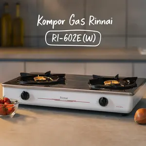 Kompor Gas Rinnai 2 Tungku Original RI-522E RI-522S RI-602EW RI-302S RI-202S RI-522C Kompor Dapur Rumah Tangga Api Biru Hemat Gas Tahan Lama - RDE