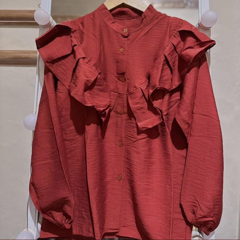 AMP ID Blouse Atasan Kemeja Wanita Kekinian Mewah Elegant Formal Dan Non Formal Blouse Rafella Baju Atasan Panjang Casual Remaja Muslim Basic Dewasa Simple Linen 7