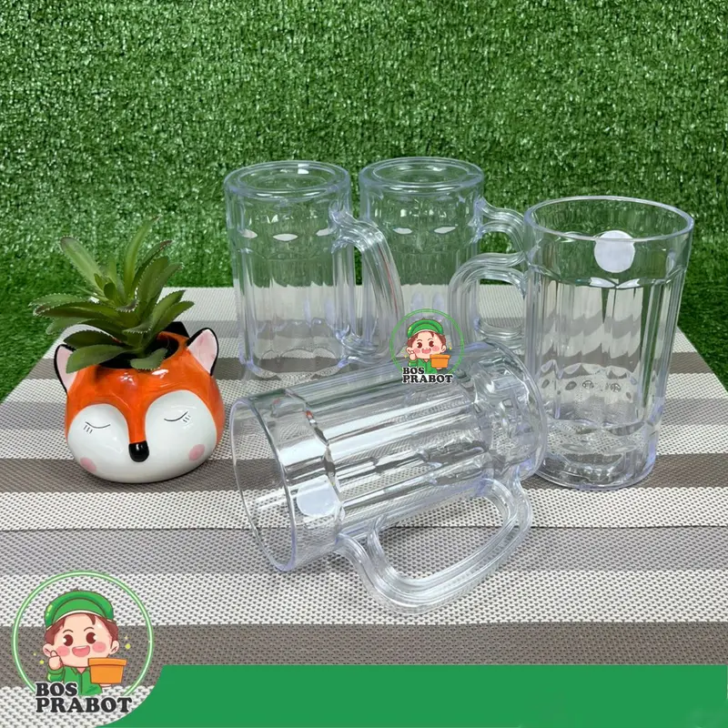6PCS GELAS BEER 450ML / GELAS BENING GAGANG / GELAS ES TEH / GELAS AKRILIK TRANSPARANT Minuman Kopi Kitchenware 7