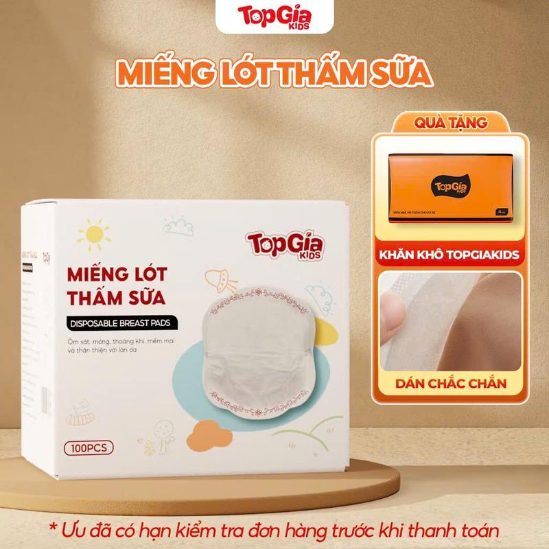 Combo 100 miếng lót thấm sữa miếng thấm hút sữa Topgiakids 5 lớp thấm hút mềm mại an toàn tự nhiên cho mẹ