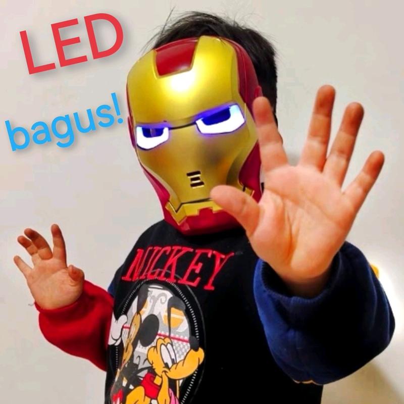 COD LED Topeng superhero, topeng menyala dengan baterai gratis, mainan ...