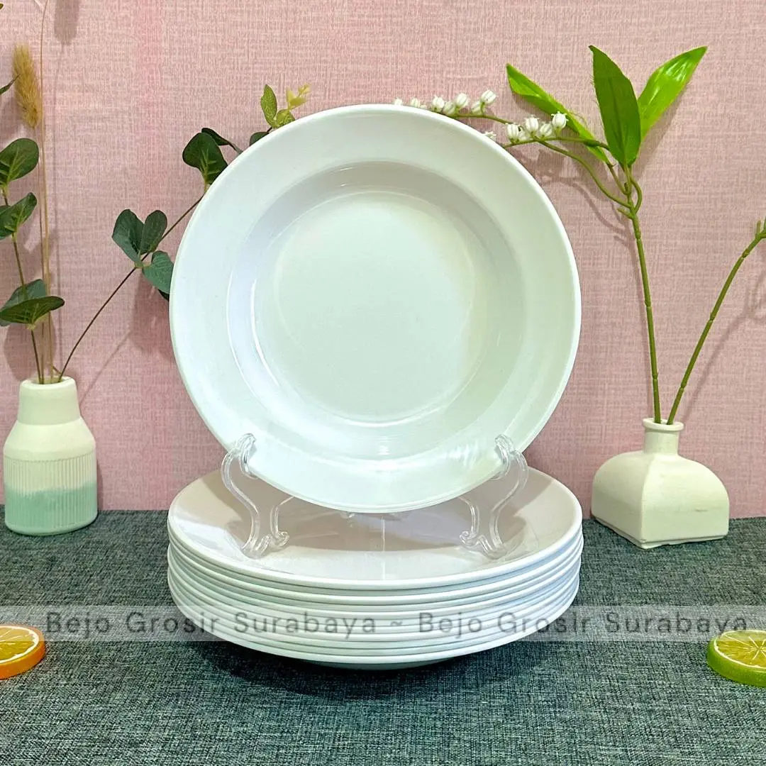 Paket Hemat 3/6 Pcs Piring Makan Melamin 9 Inch (22,5cm) Piring Polos Piring Motif Kitchenware