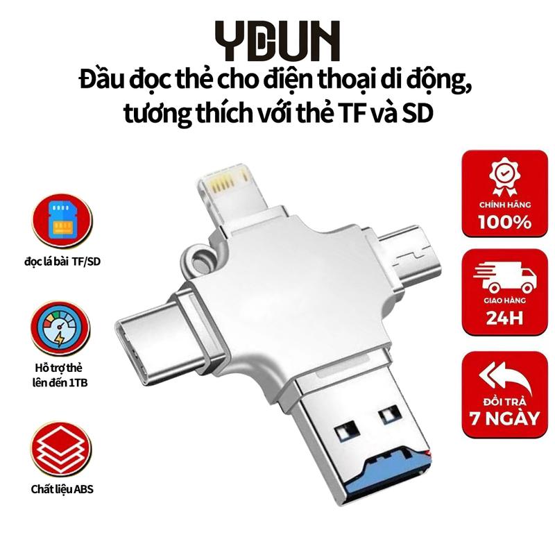 Đầu Đọc Thẻ Nhớ Chuyển Đổi USB 3.0 Sang Type C 4 Trong 1 Tiện Dụng Cho Máy Tính / Điện Thoại